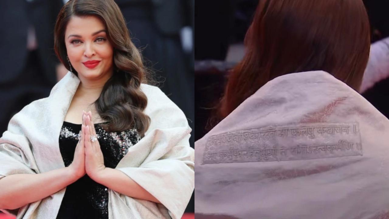 on Aishwarya Rai Dress Sanskrit Shlok Written