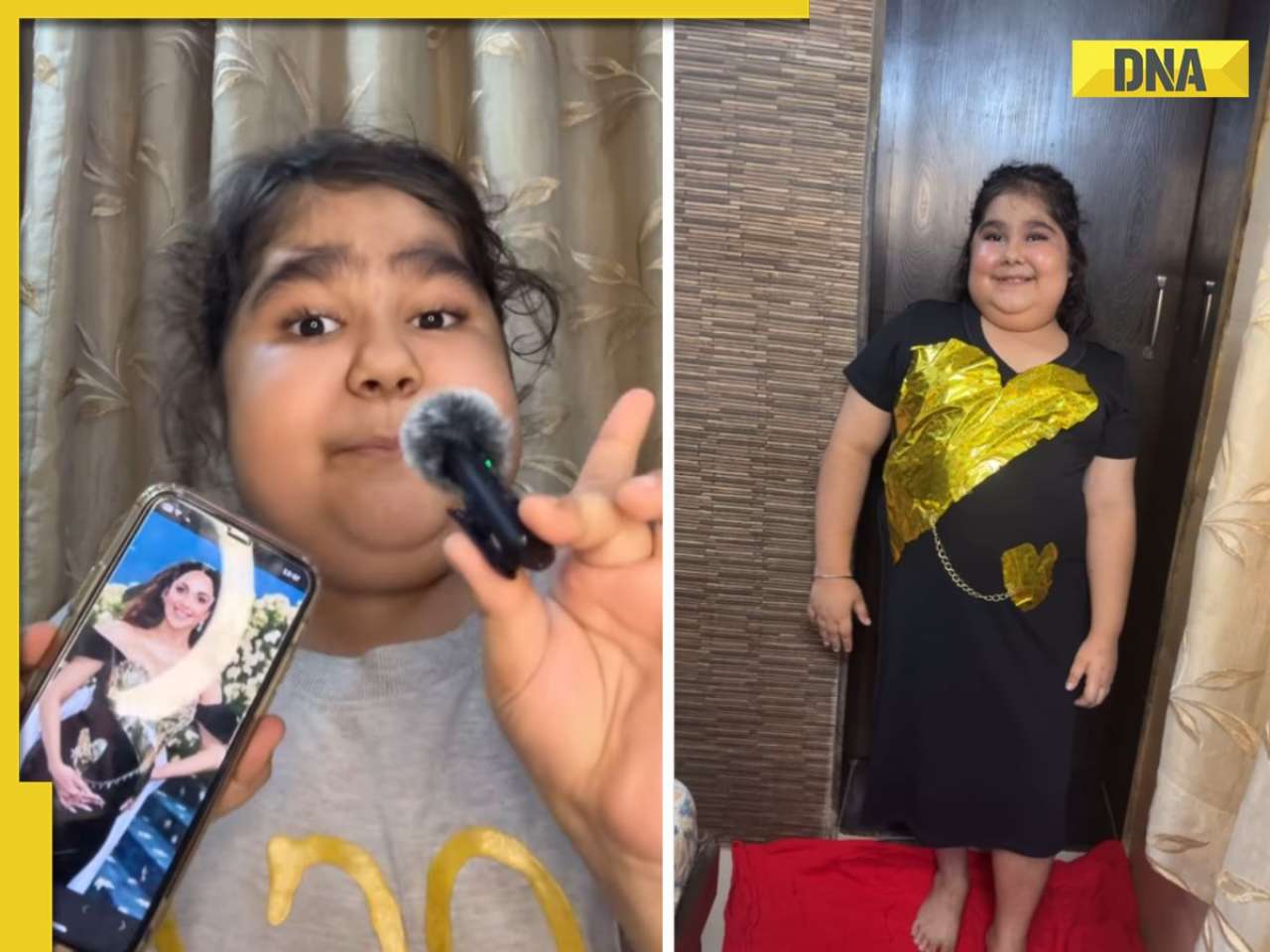 Viral video: Little girl recreates Kiara Advani’s Met Gala look using gift wrapping paper, netizens say 'she ate'