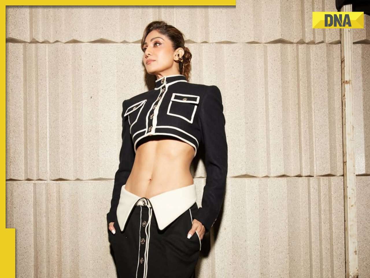 Shilpa Shetty flaunts her curves in an all-black-white look that exudes glamour