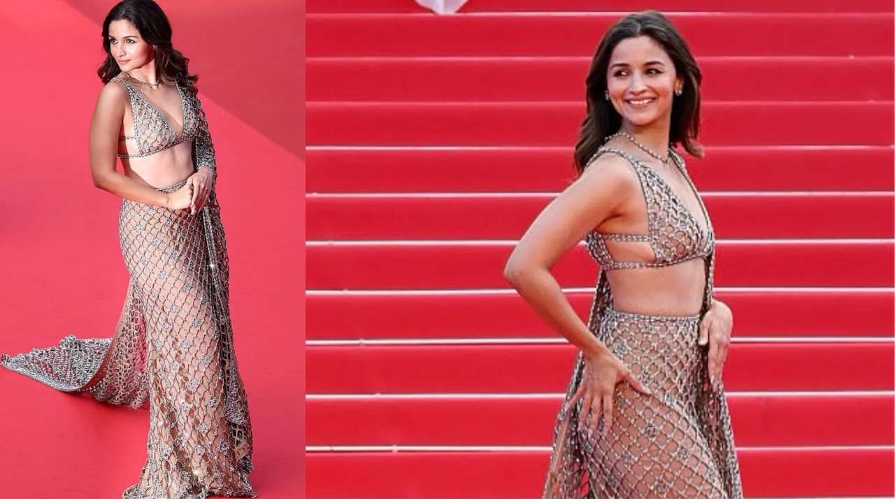 Alia Bhatt in a Gucci gown inspired by the Indian saree