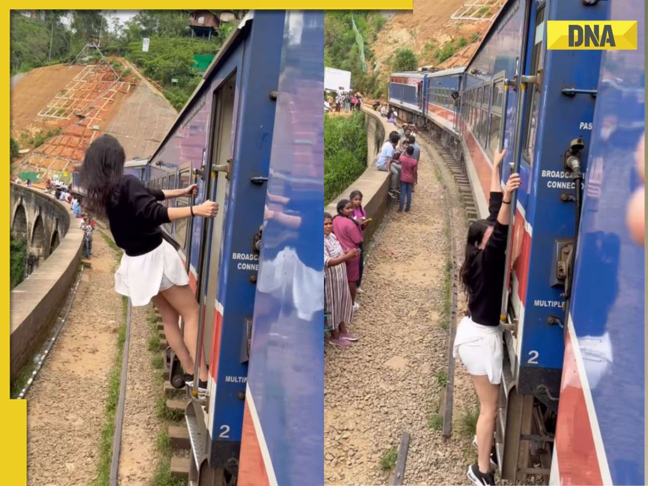 Viral video: Woman slips from moving train while filming Instagram reel, netizens say 'reckless behaviour'
