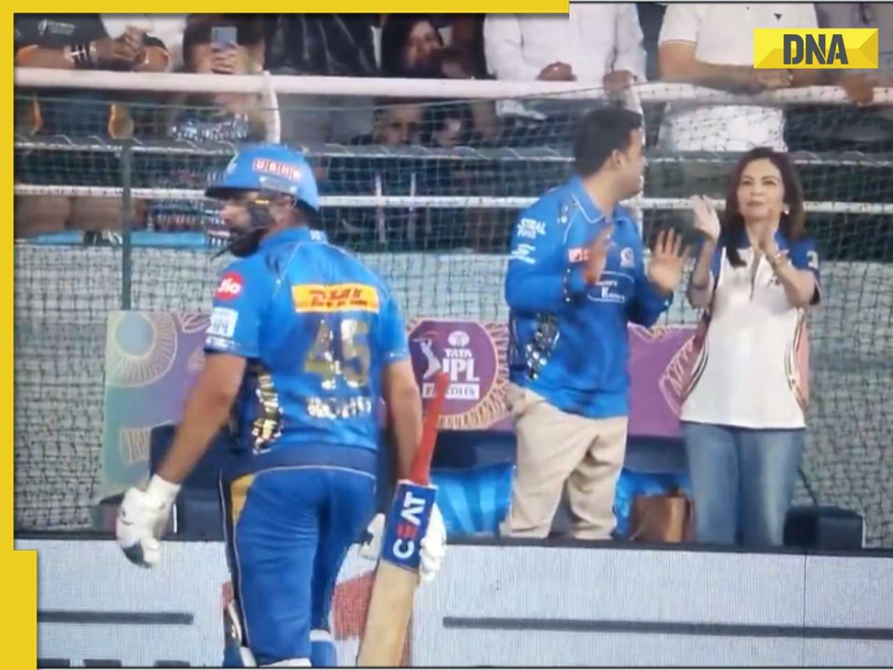 Nita Ambani, Akash Ambani give standing ovation to Rohit Sharma for his brilliant knock during GT vs MI eliminator match; watch video