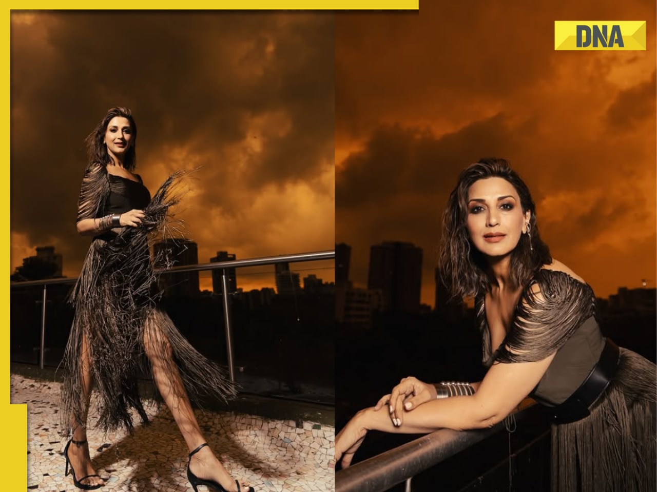 In Pics: Sonali Bendre dazzles in stunning, sultry fringe dress with golden hour glow 