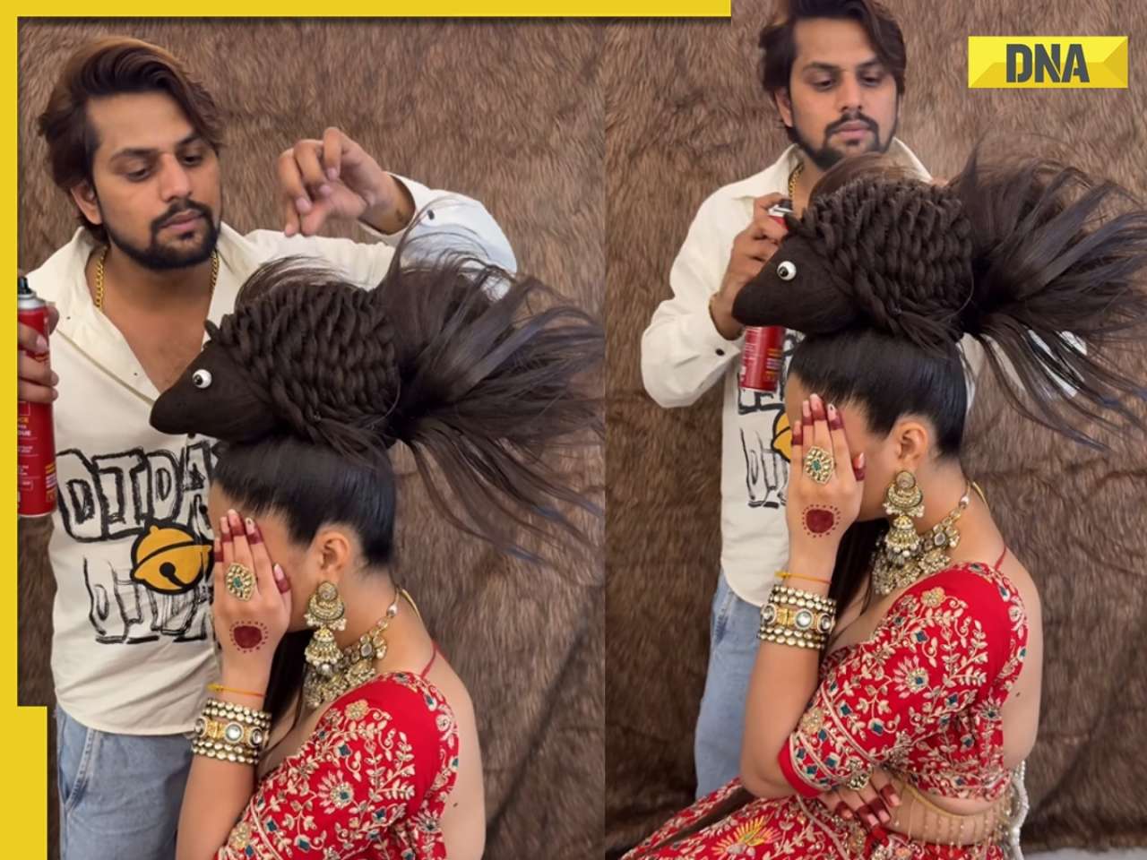 Viral video: Bride's bizarre 'fish-inspired' hairstyle leaves social media confused, netizens say 'creative but...', watch