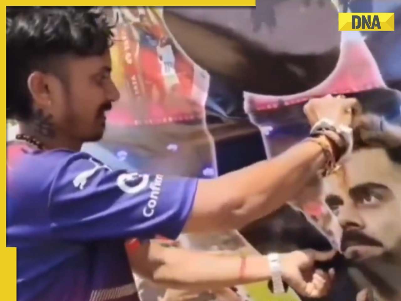 Fan cuts his wrist to apply 'blood tilak' on Virat Kohli's poster after RCB wins their maiden IPL trophy, viral video sparks debate online