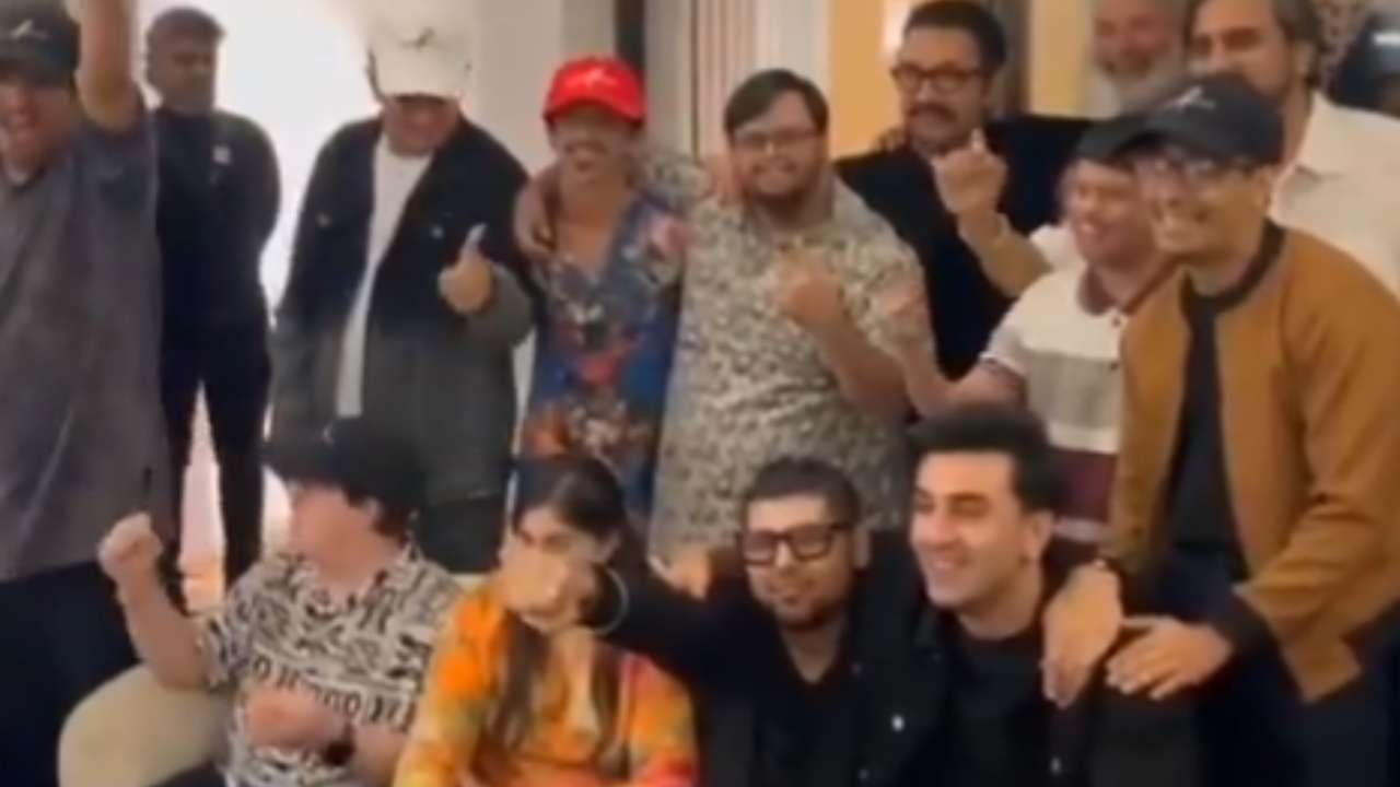 Ranbir Kapoor poses for pictures with the Sitaare Zameen Par cast