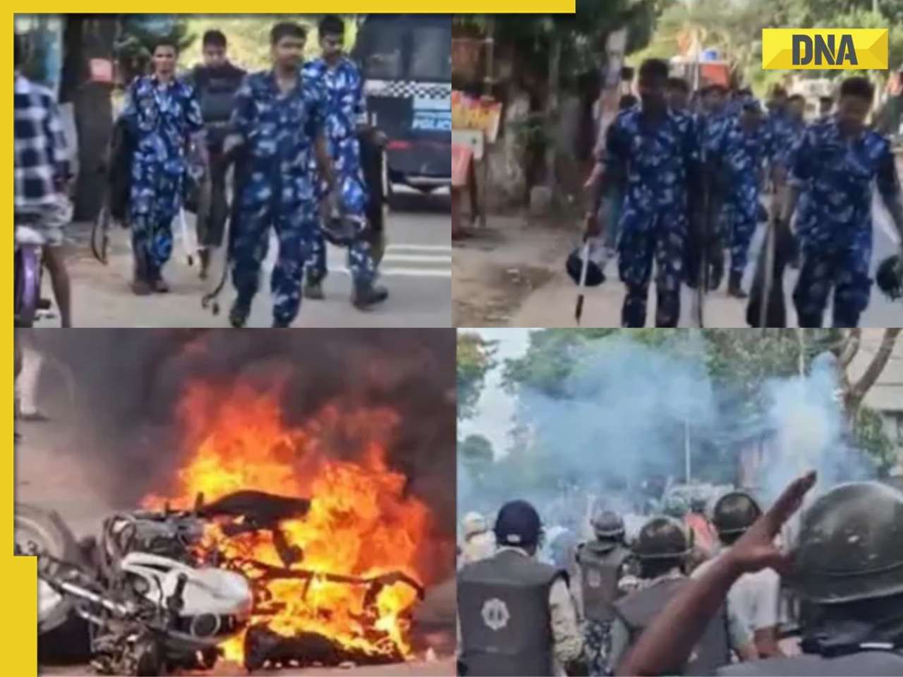 West Bengal: Security tightened amid clashes between police and miscreants, several injured, vehicles set on fire, after alleged vandalism of shiva temple