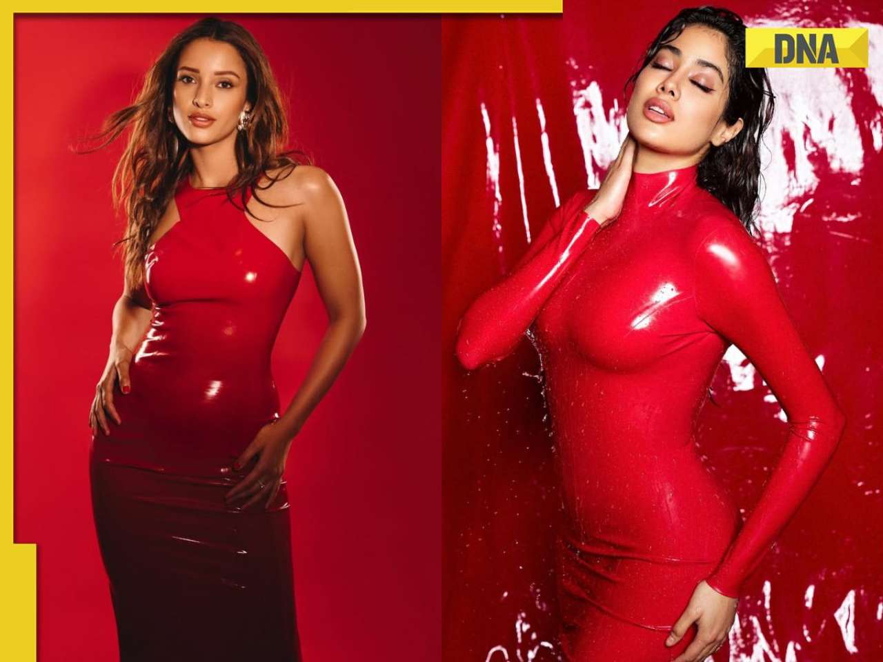 Triptii Dimri vs Janhvi Kapoor fashion face-off: Who styled red latex dress better?