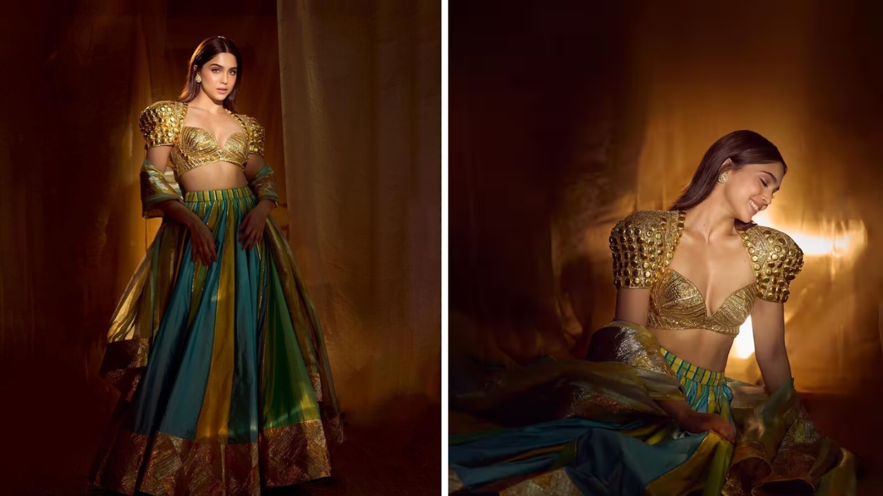 Sharvari wore custom lehenga by Anu Jani