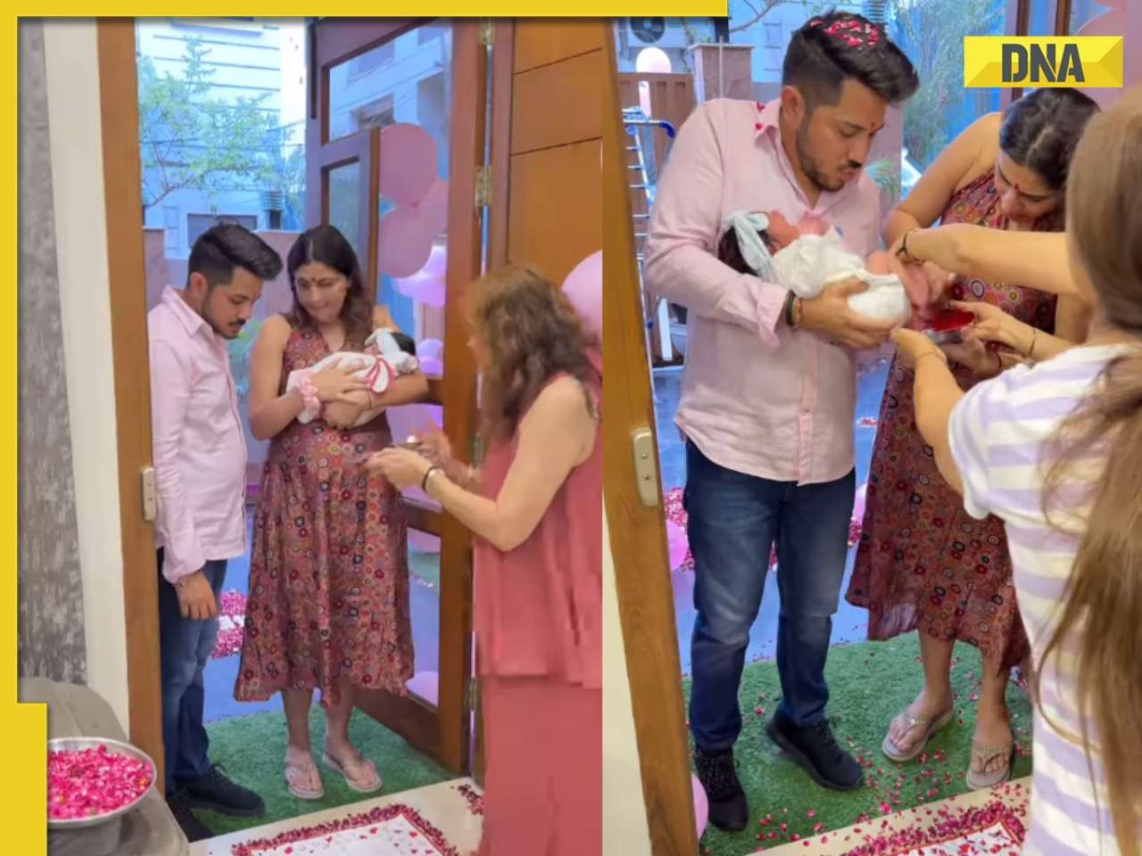 Family blessed with baby girl after 56 years, their grand welcome to newborn melts heart, watch