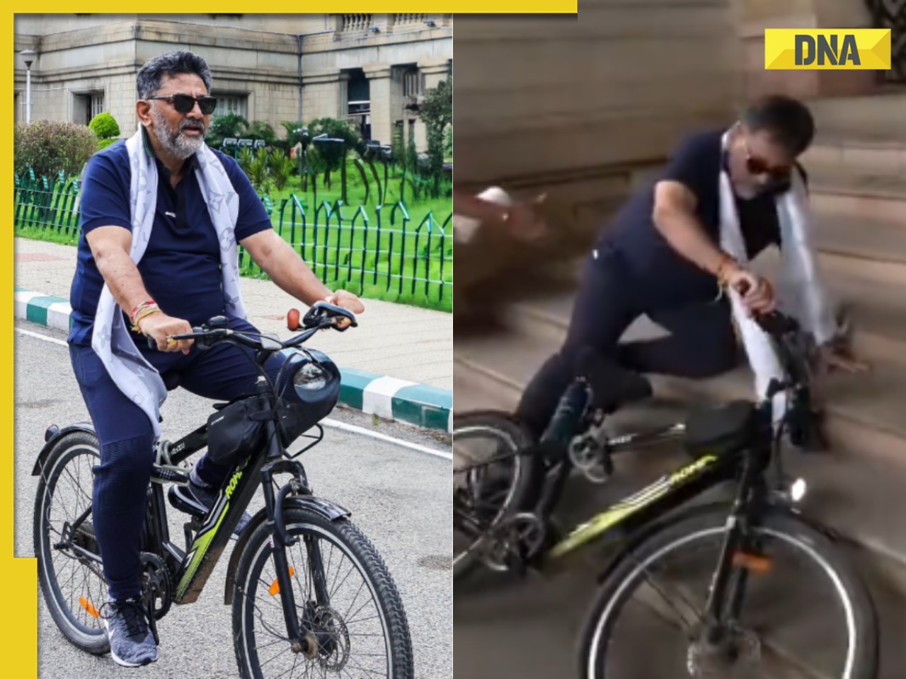 DK Shivakumar falls off bicycle hours after he posted 'In the corridors of power, I chose a cycle', netizens have a field day