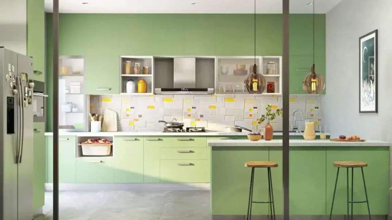 Mint green kitchen