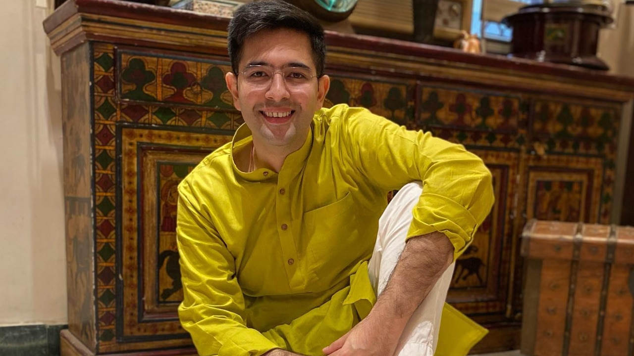 Raghav Chadha's home office