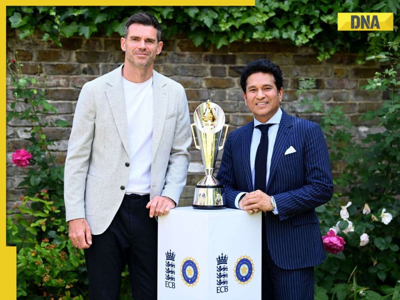 IND vs ENG: Anderson-Tendulkar trophy revealed ahead of five-match Test series; India, England legends pose with silverware