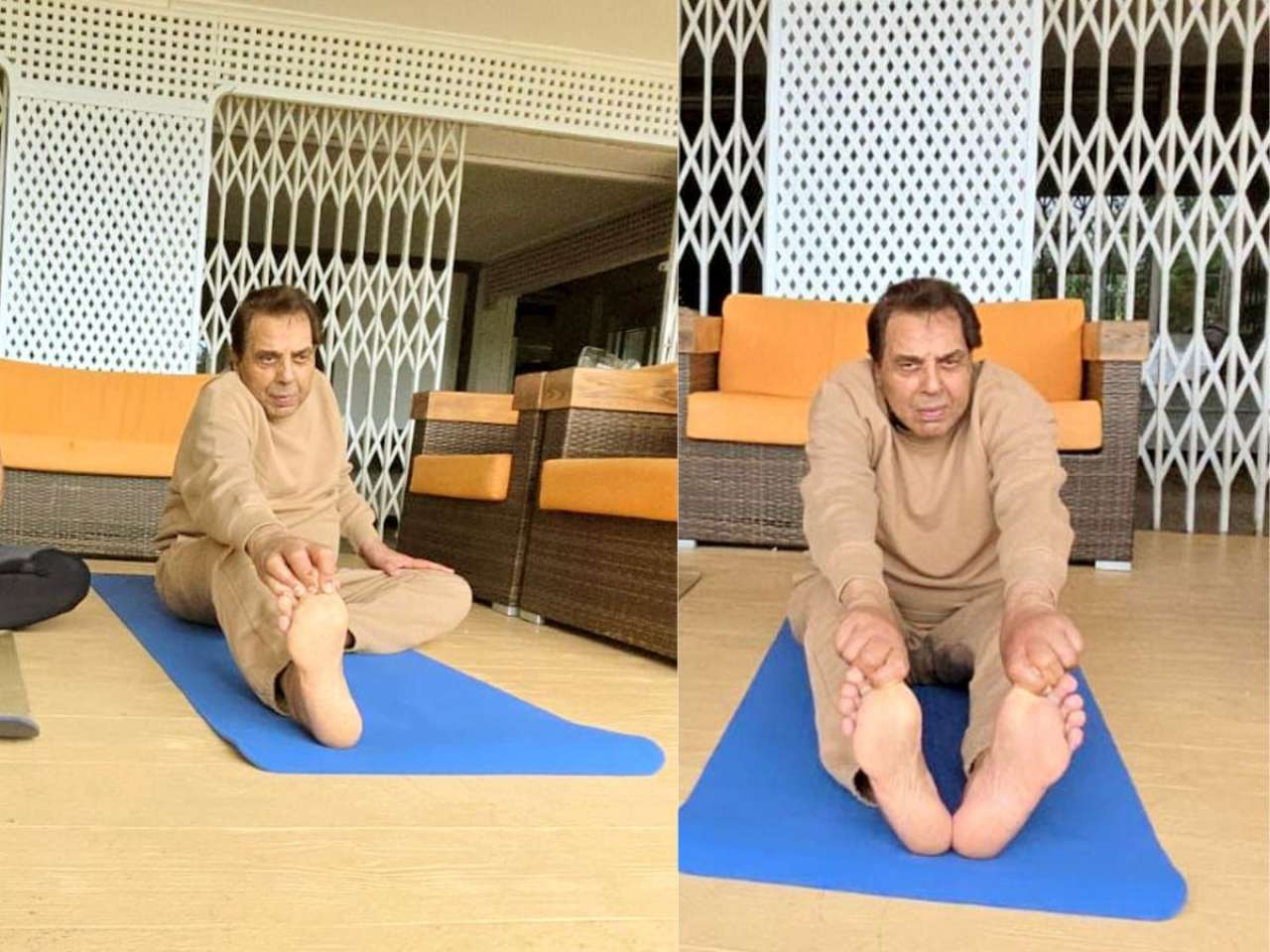 Veteran actor performing yoga