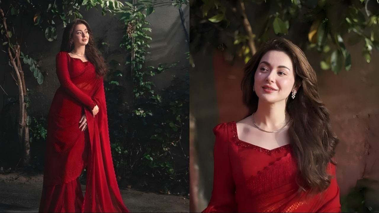 Hania Aamir Red Saree Look