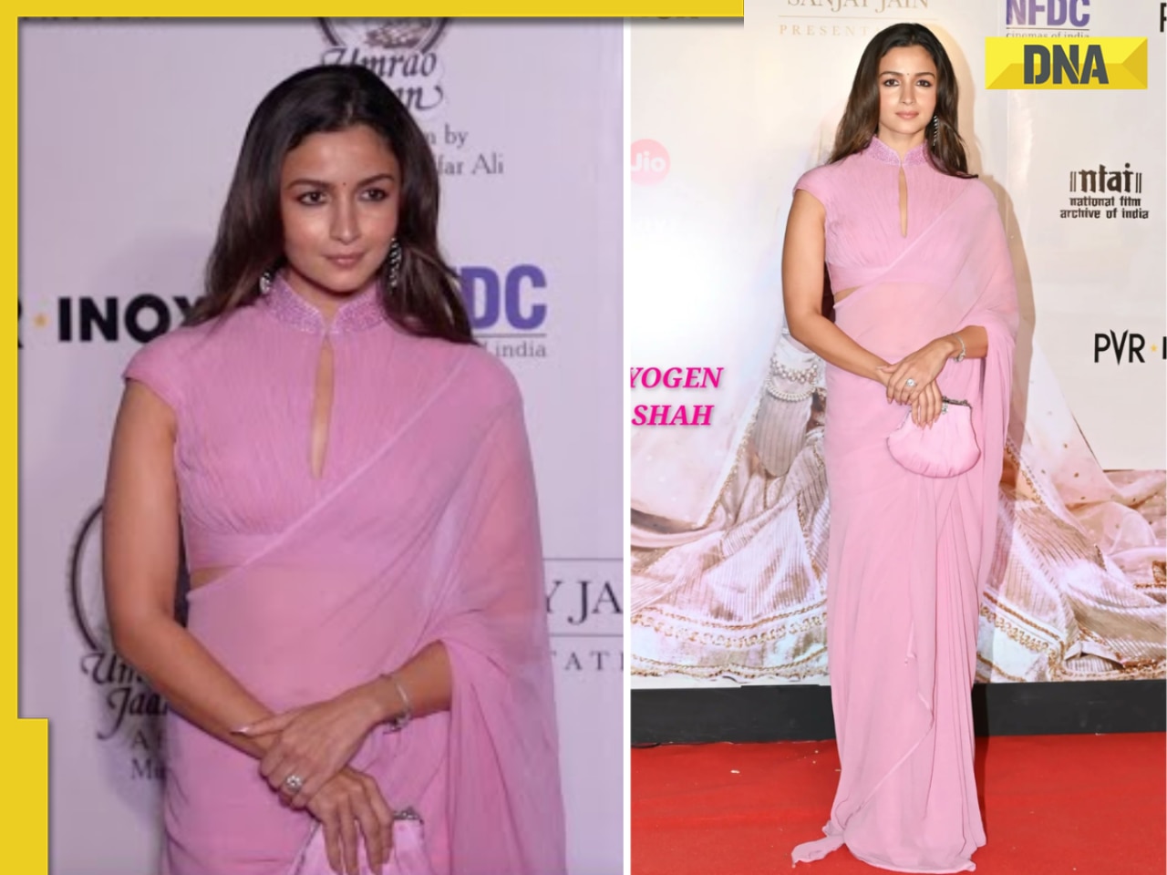 Who styled Alia Bhatt’s pink saree-look inspired by Rekha's Silsila at Umrao Jaan screening? 