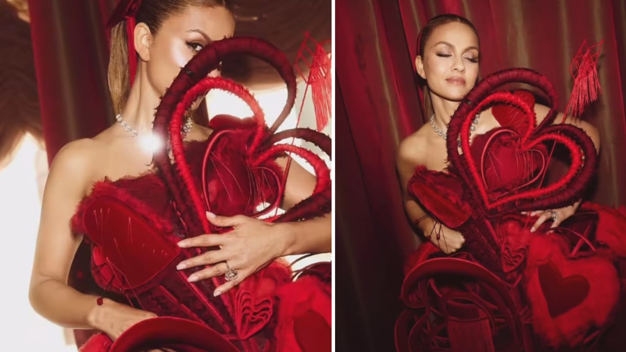 Natasha Poonawalla's bold red ensemble