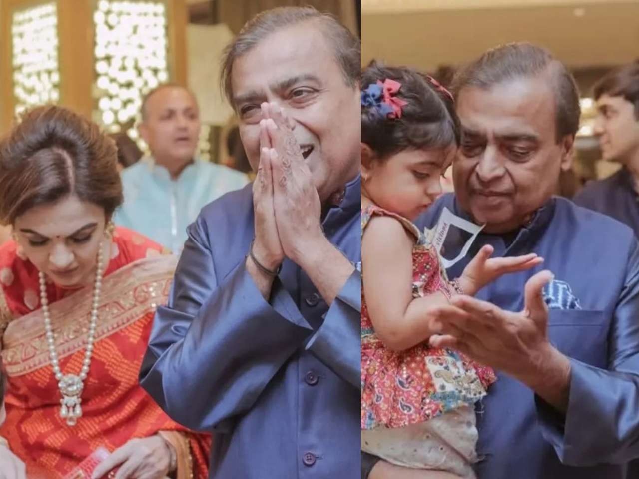 Mukesh Ambani chose navy silk kurta
