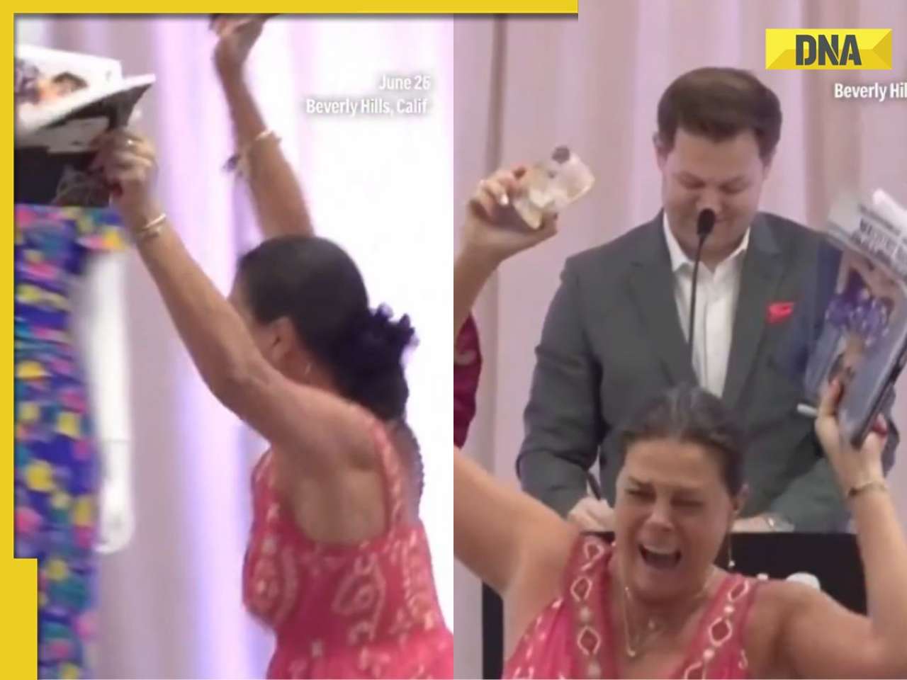 Viral video: Woman faints after winning Princess Diana’s iconic ‘Caring Dress’ at auction, WATCH
