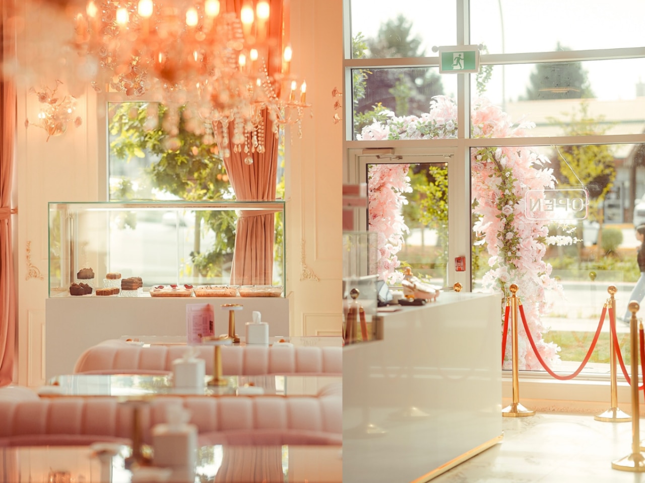 Kap's Cafe interior: The pink plush seating