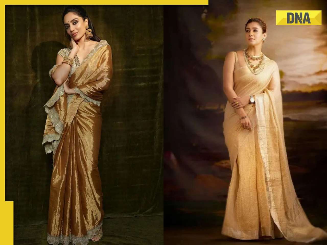 Nayanthara to Sobhita Dhulipala: 5 golden saree designs inspired by South Indian actresses
