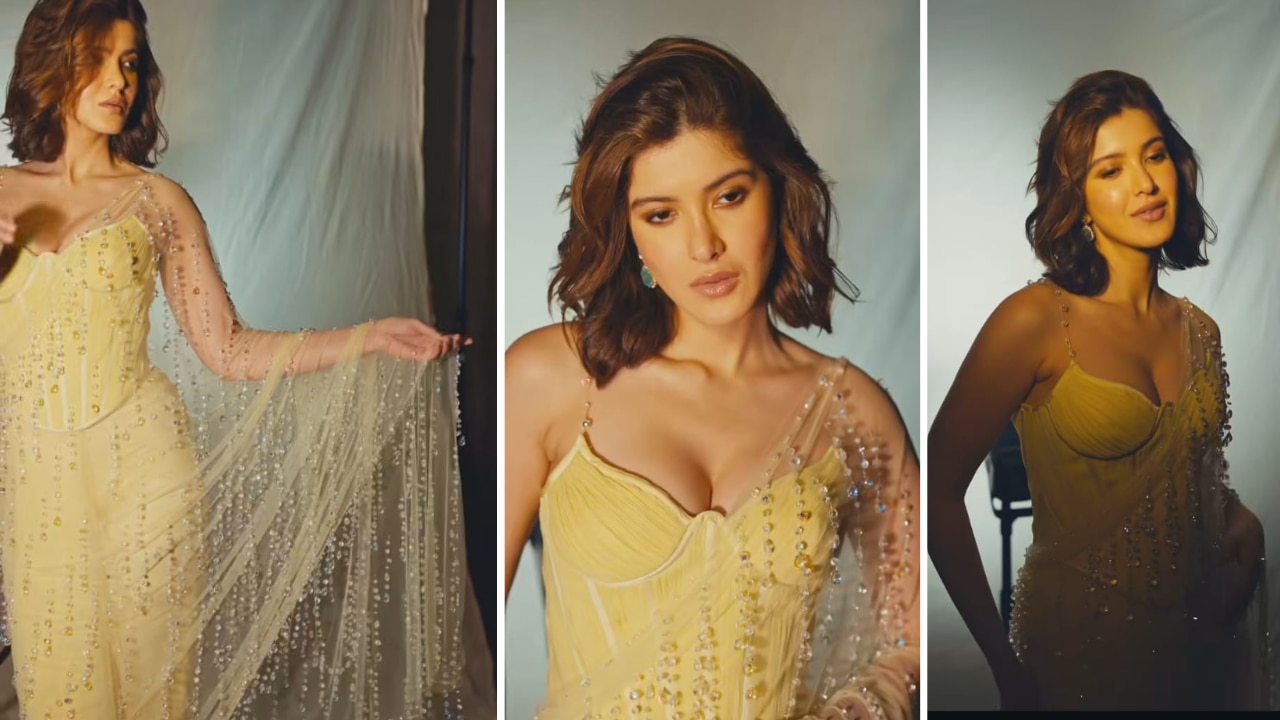 The modern yellow saree
