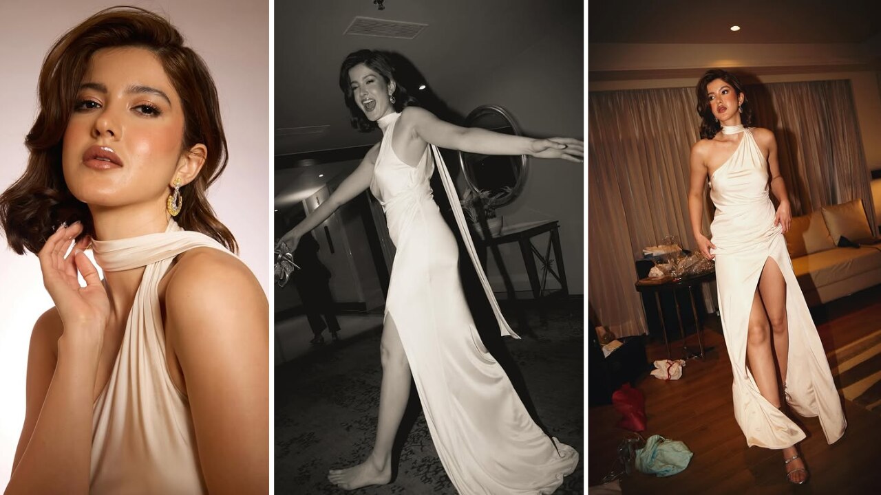 Red carpet-ready in satin dress