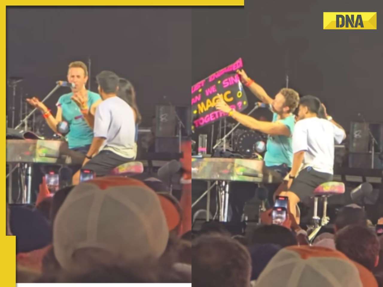 Viral video: Coldplay's Chris Martin sings with Indian couple onstage after 'Kiss Cam' moment, WATCH