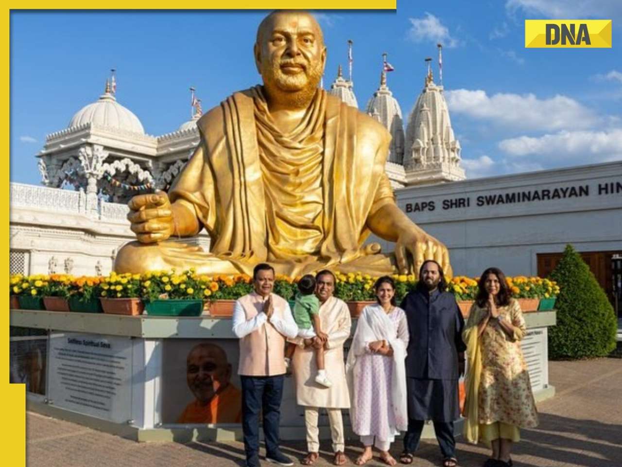 Anant Ambani, Radhika Merchant visit London's Swaminarayan Temple days after their first wedding anniversary, Mukesh Ambani joins them, watch viral video