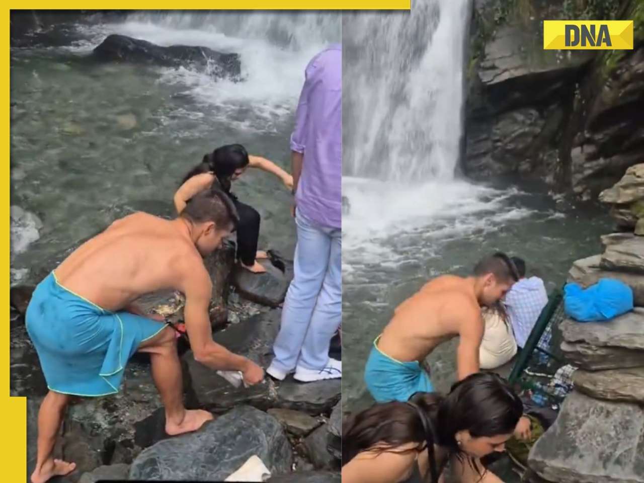 ‘Shameful’: Foreigner cleans Indian waterfall spot, netizens slam local tourists