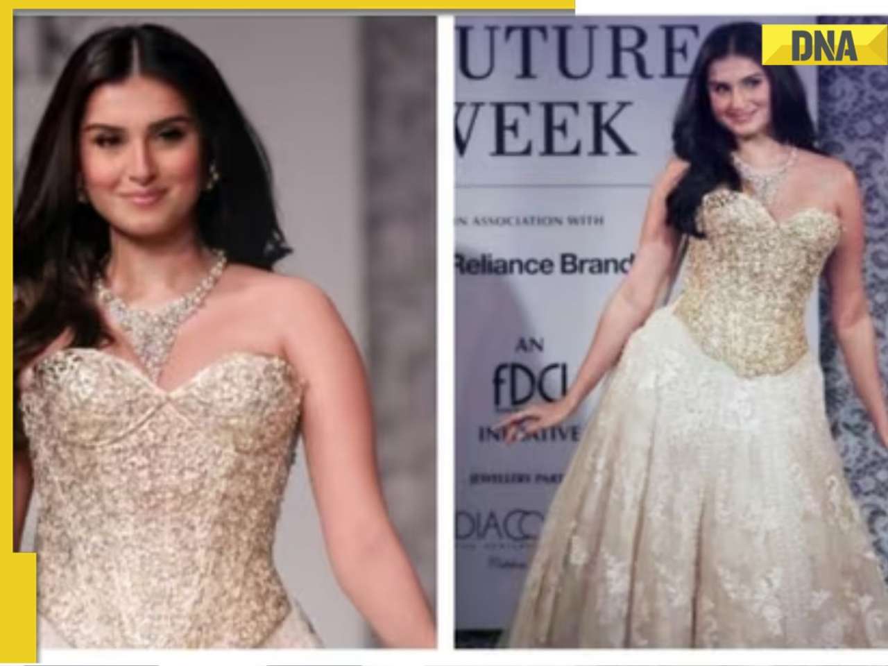 In Pics: Tara Sutaria brings fairytale magic to ramp in a shimmering golden gown at ICW 2025