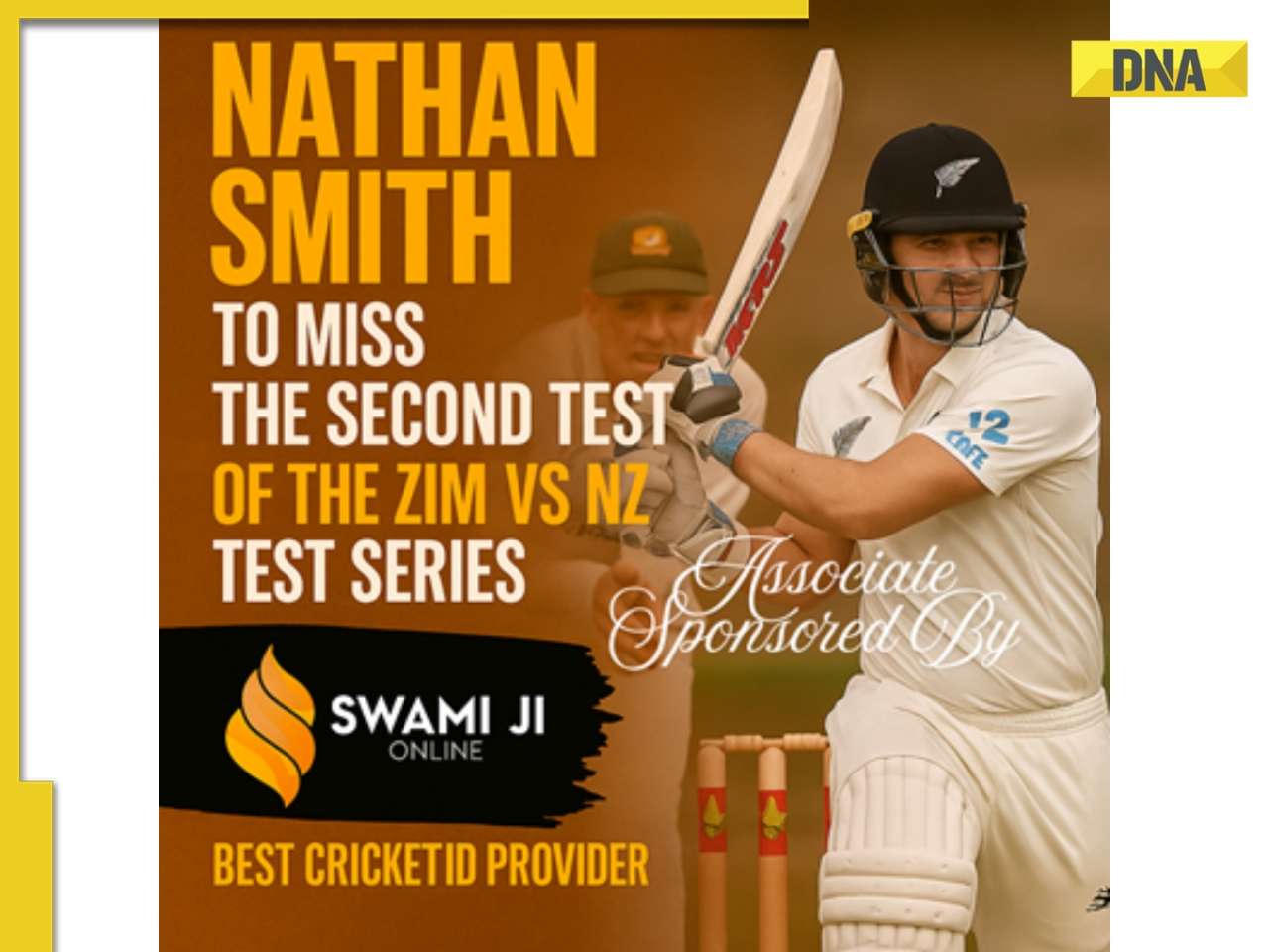 Nathan Smith to miss second test of ZIM vs NZ Test series sponsored by SwamiJi online best cricket ID provider