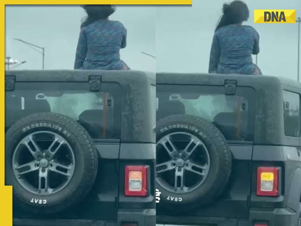 Reel gone wrong? Woman caught performing dangerous stunt on moving Thar in Gurugram