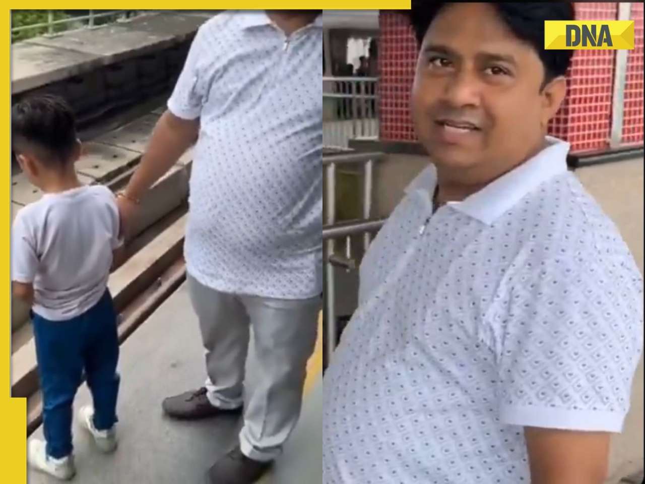 'DMRC should punish...': Delhi Metro video shows man letting son urinate on tracks, WATCH