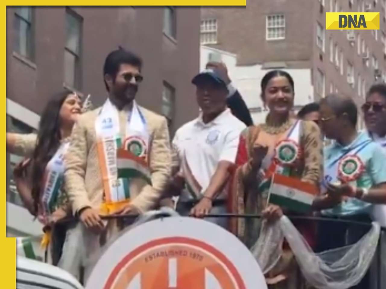 Vijay Deverakonda, Rashmika Mandanna fuel dating rumours, lead India Day Parade in New York, wave national flag together: Watch
