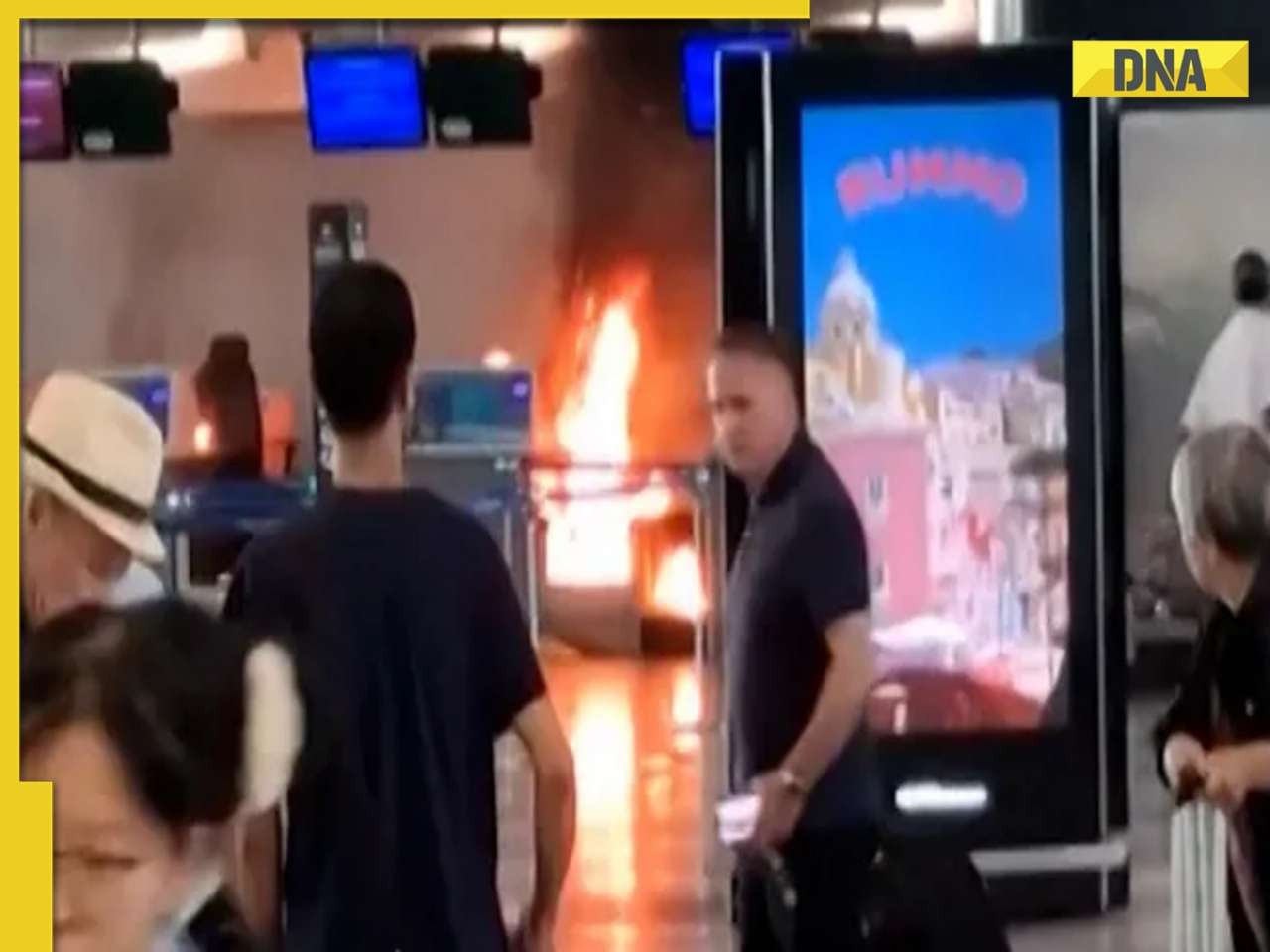 Milan Airport Fire: Panic erupts at Malpensa Airport as man sets fire to check-in counter, watch video here