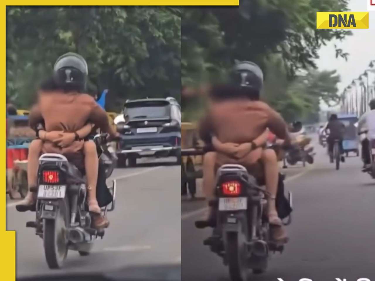 UP woman seen hugging rider on bike’s fuel tank, police step in