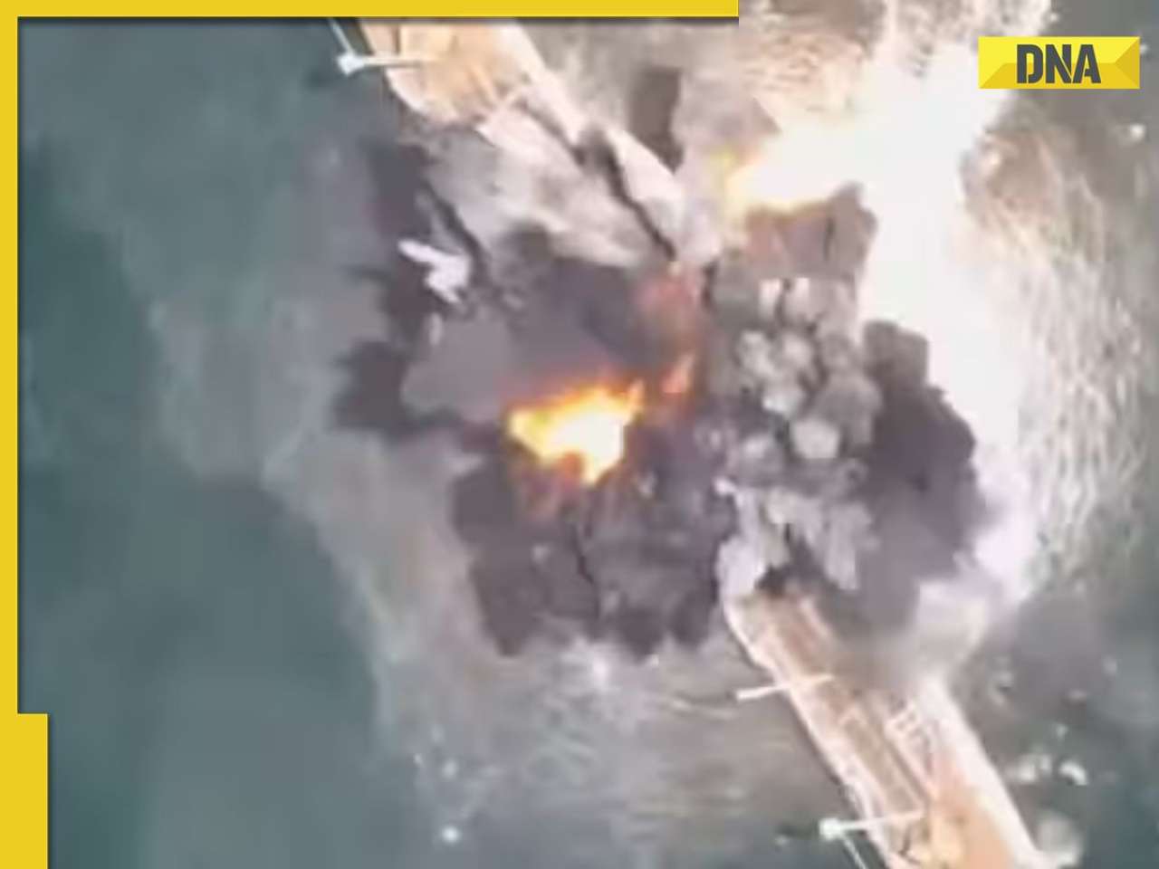 general Video shows Russia's drone attack destroying Ukraine's largest naval ship, 1 killed, many injured, WATCH