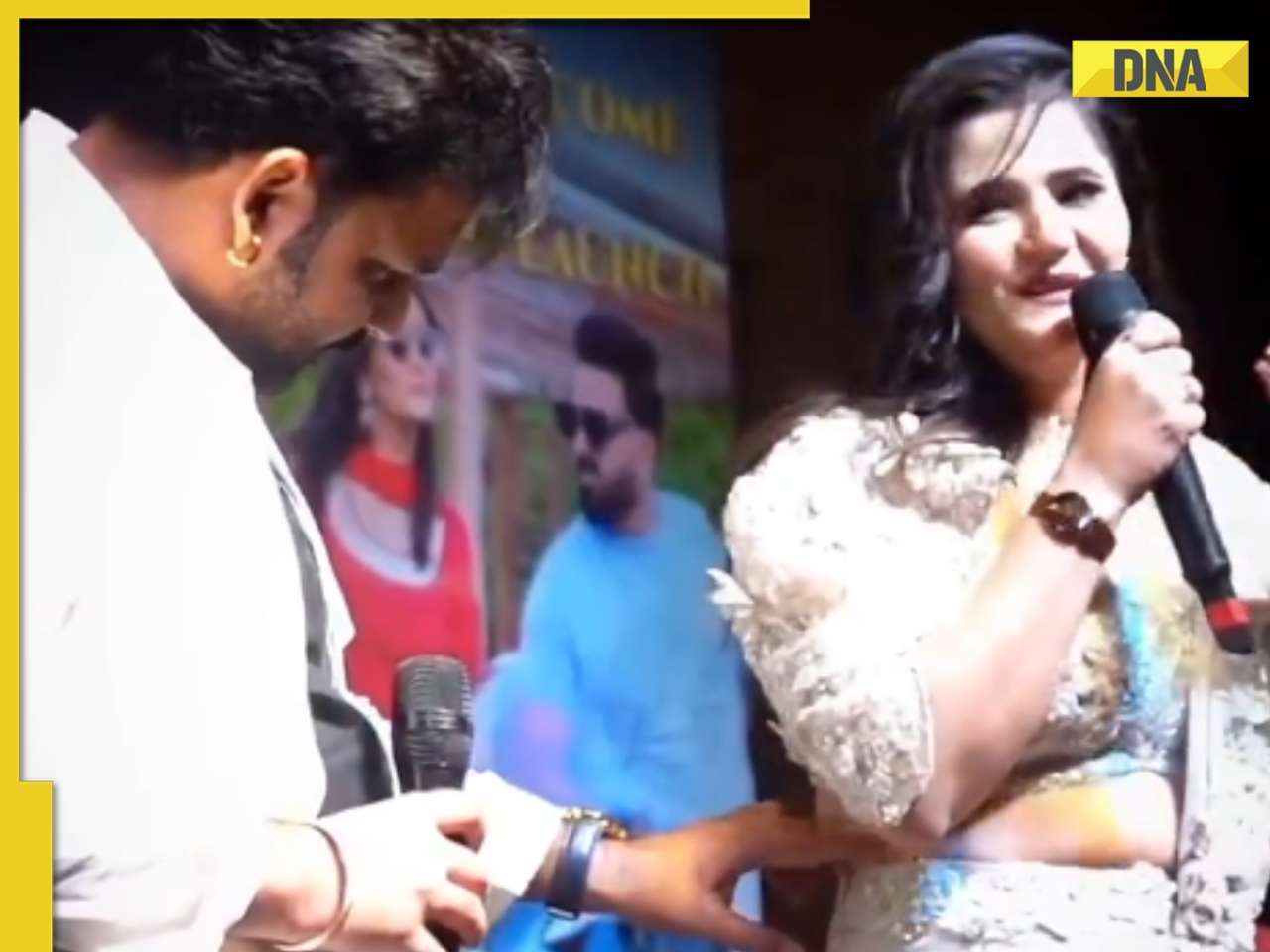 Pawan Singh faces backlash for inappropriately touching Haryanvi actress Anjali Raghav’s waist on stage; video goes viral