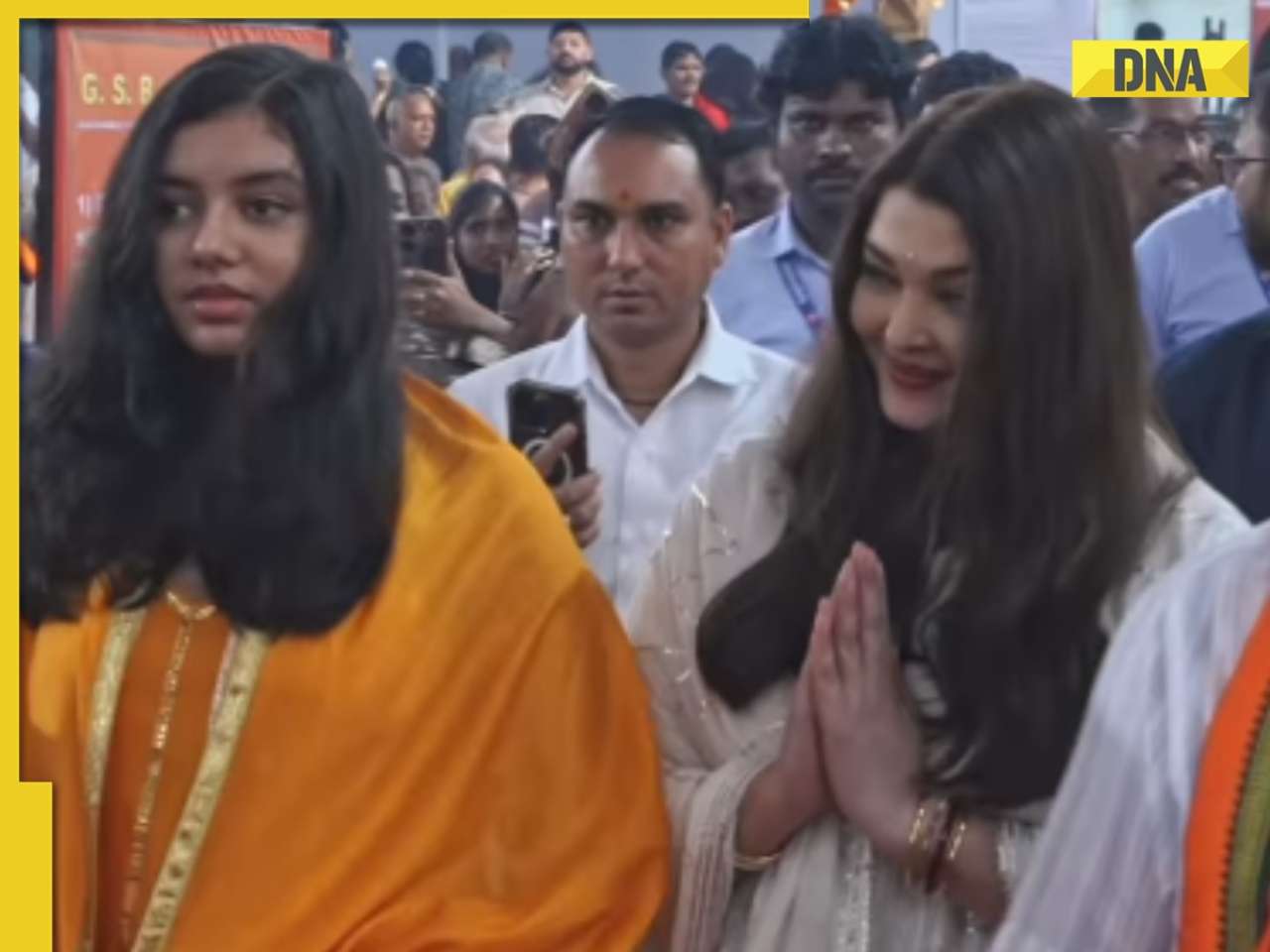 Aishwarya Rai, daughter Aaradhya Bachchan visit GSB Ganpati Pandal to seek Bappa's blessings - Watch viral video