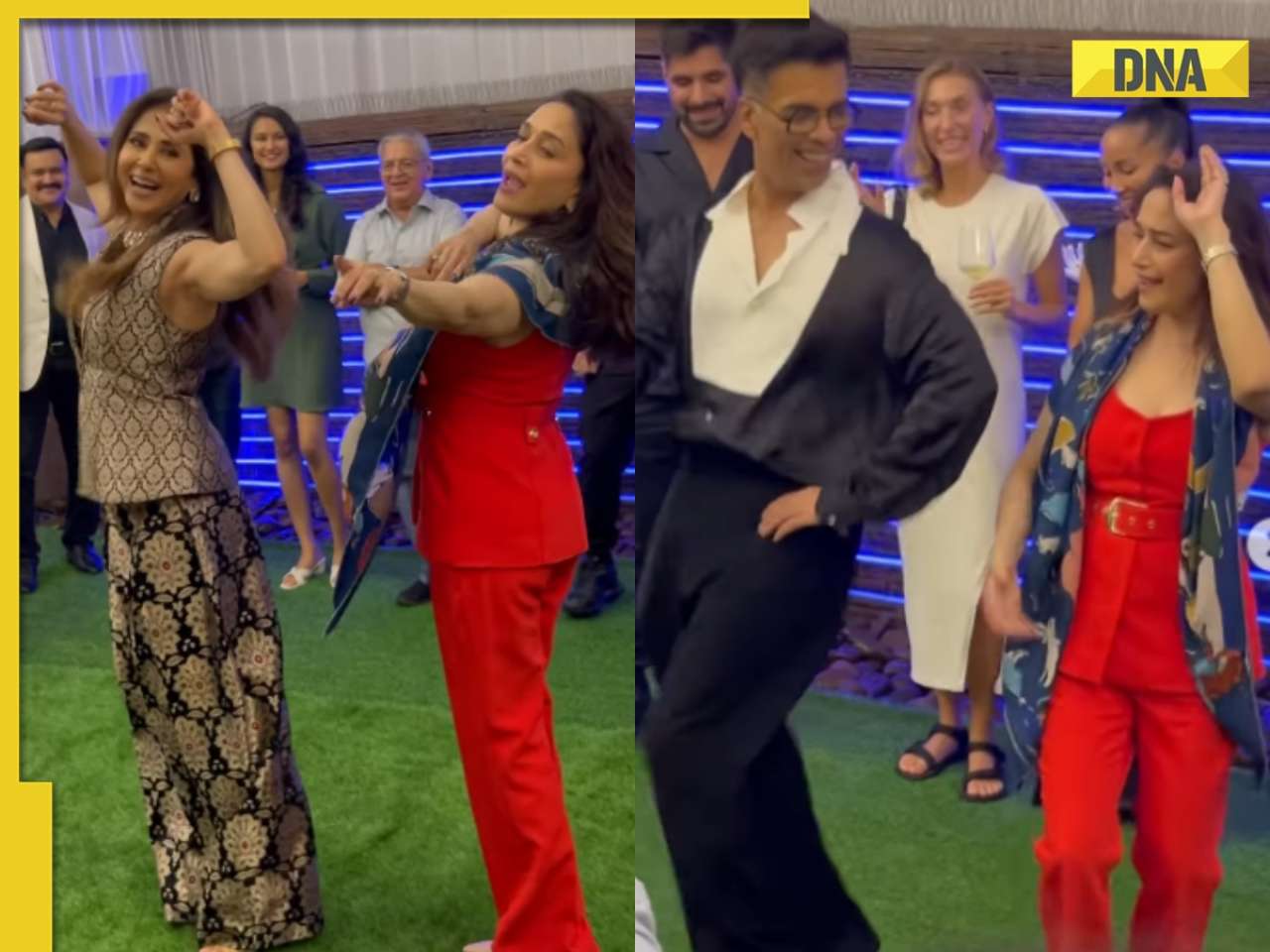 Madhuri Dixit sets the stage on fire, dances her heart out with Urmila Matondkar and Karan Johar: Watch viral 