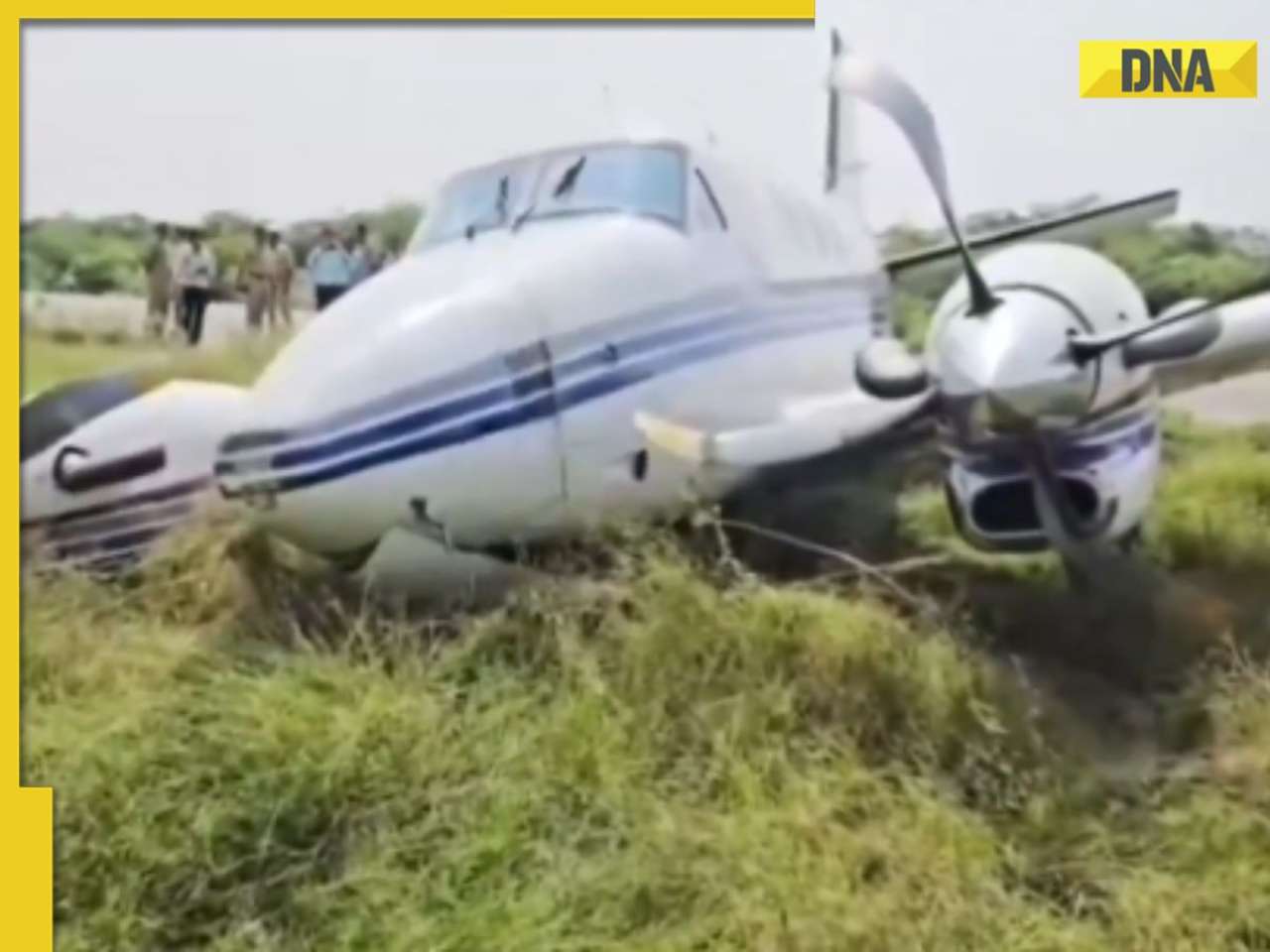Private jet skids off from runway at Farrukhabad airstrip, collapses into bushes; pilots, passengers escape narrowly, WATCH