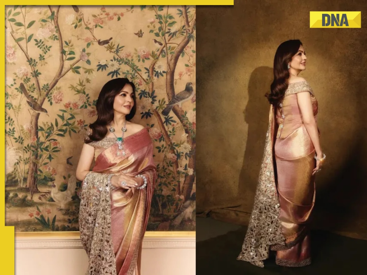 Nita Ambani stuns in off-shoulder blouse, draped in Kanchivaram saree at London pink ball with daughter Isha Ambani; See Pics