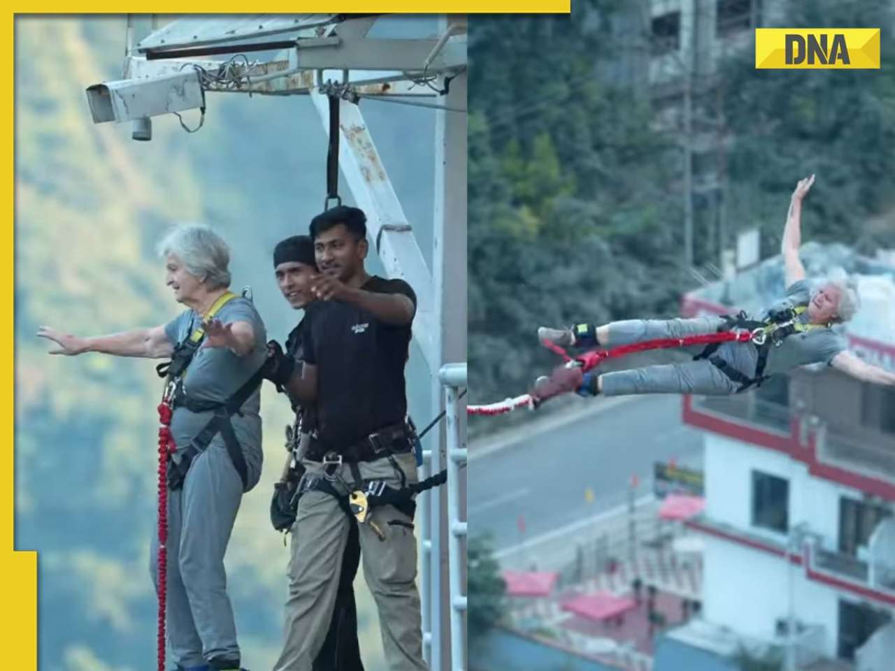 82-year-old woman stuns internet with daring bungee jump in Rishikesh; WATCH viral video 