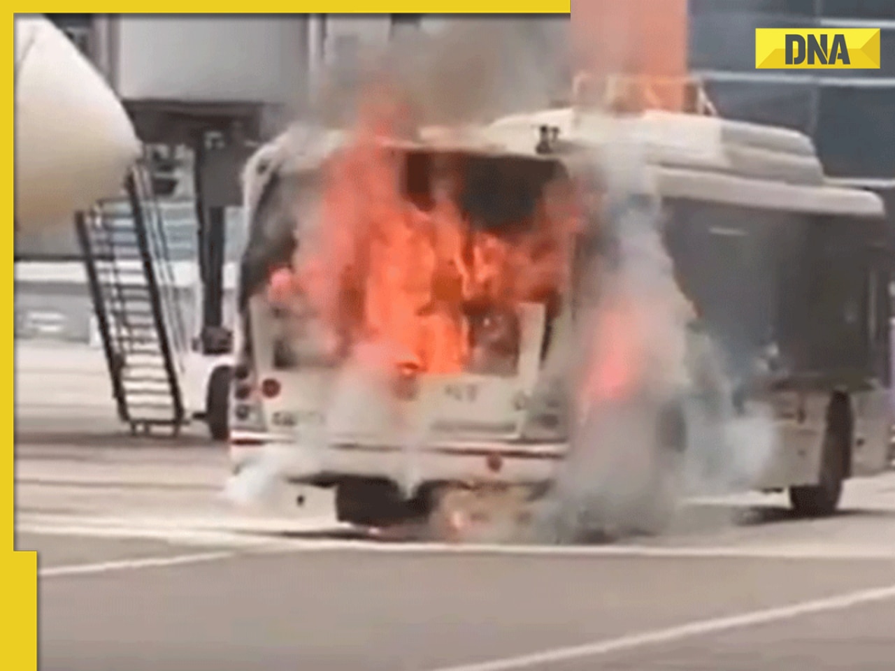 Bus parked meters away from Air India plane at Delhi Airport T3 catches fire; WATCH