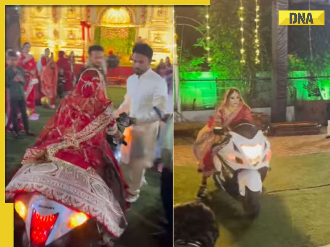 Viral video: Bhopal bride makes grand entry on Suzuki Hayabusa, internet can’t keep calm