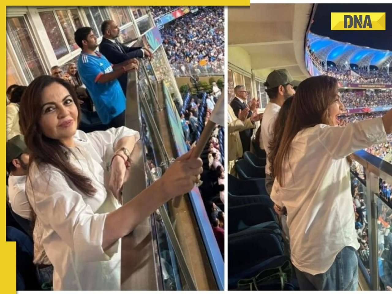 Nita Ambani looks elegant in white at ICC Women’s World Cup 2025, cheers for Team India with Akash Ambani, Rohit Sharma