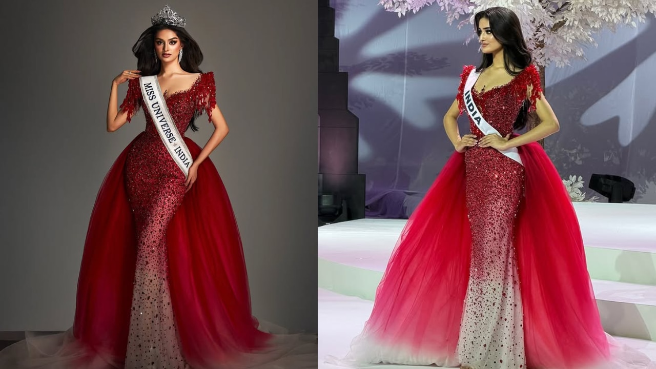 Her crystal detailed gown