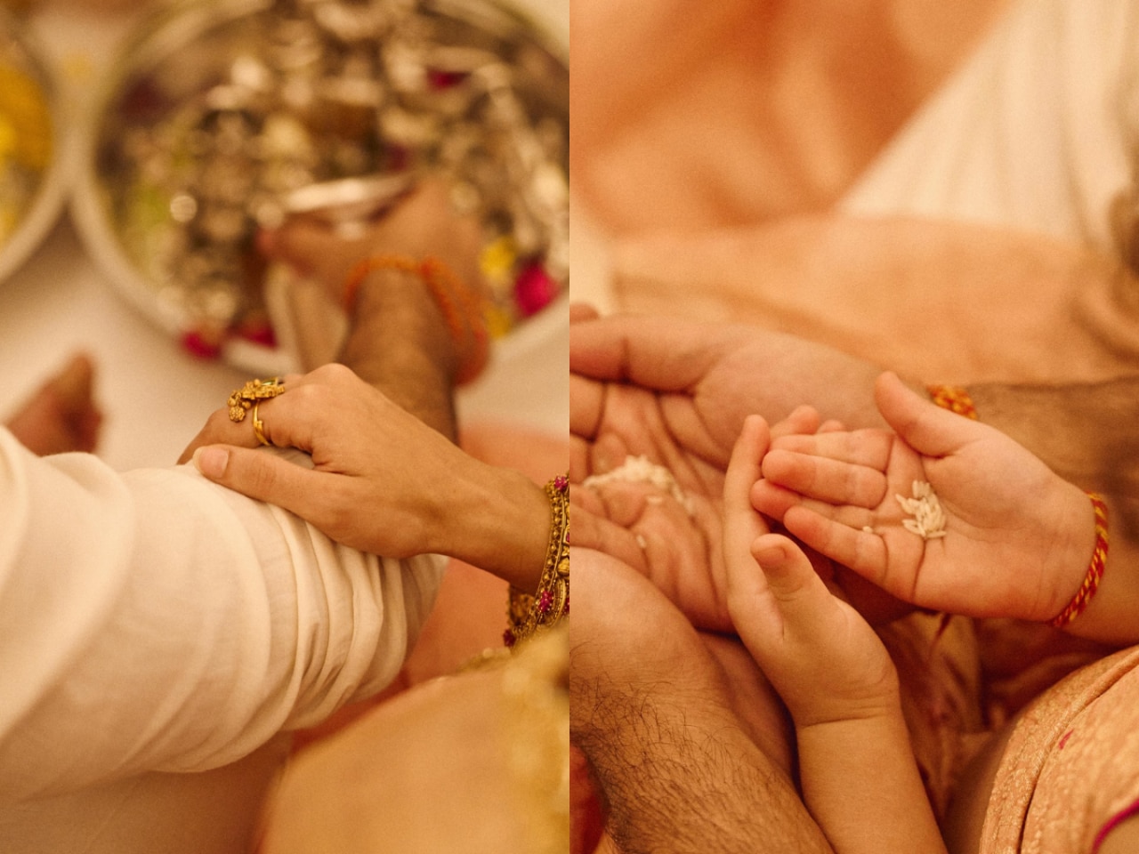 Raha performing puja with her tiny hands